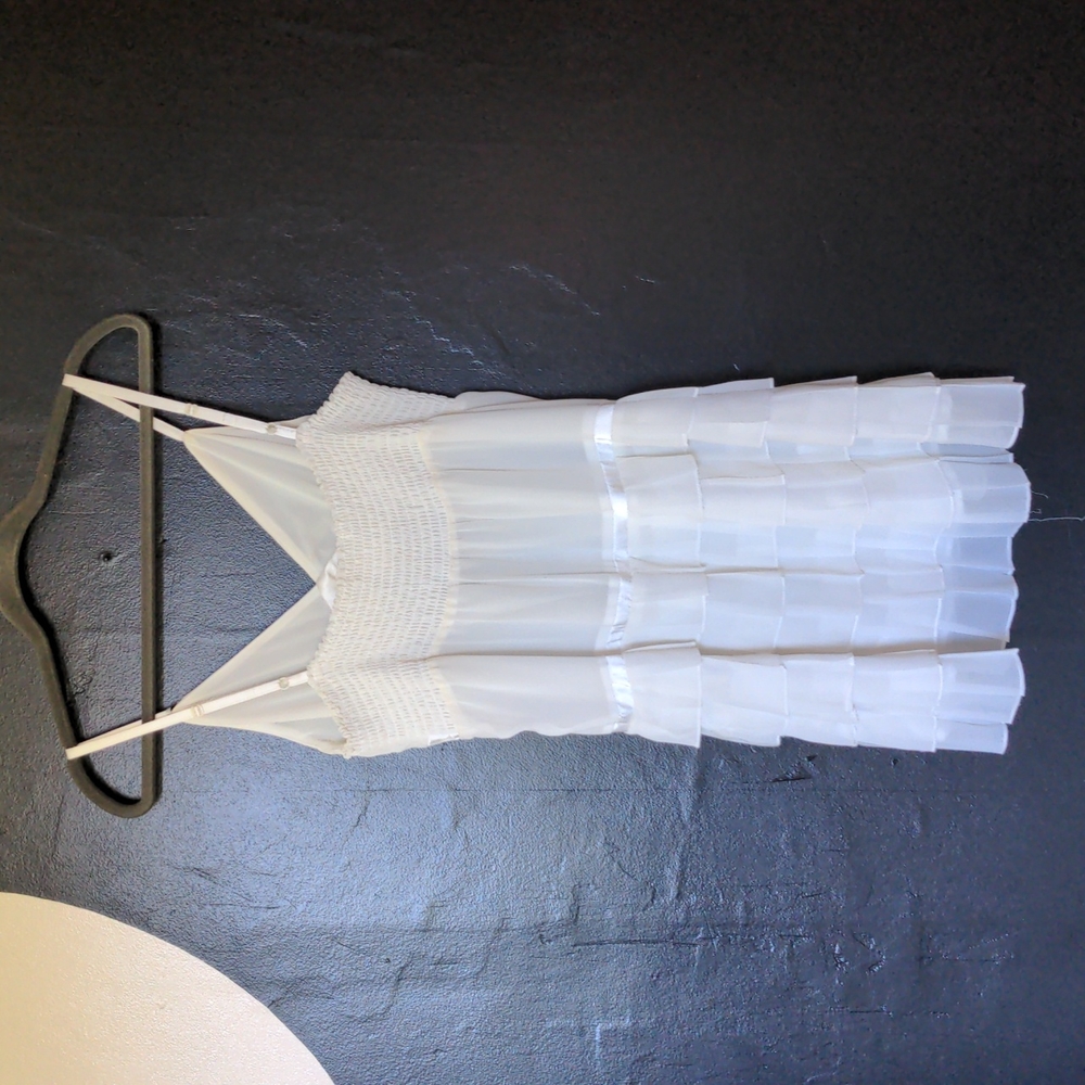 White Ruffled Cocktail Dress - Picture 2 of 10